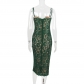 Fashionable women's lace suspender dress temperament split mid length skirt slim backless dress D1370