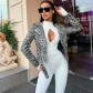 Fashionable sexy cut out zippered back long sleeve finger suit jumpsuit P2910244A