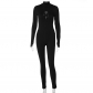 Fashionable sexy cut out zippered back long sleeve finger suit jumpsuit P2910244A