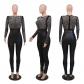Fashion sexy casual slim high neck perspective hot drilling jumpsuit CY900267