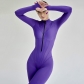 Women's sexy tight zipper jumpsuit long sleeve round neck leggings FD9670