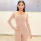 Women's solid color sexy backless tight long sleeve jumpsuit pants OS6395