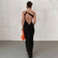 Women's fashion sexy sloping shoulder backless slim bag hip temperament dress K22D23454