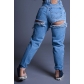 Loose high-waisted wide leg ripped jeans casual pants JLX5528