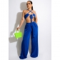 Women's solid color Korean velvet bra vest wide leg trousers two-piece top can be worn both front and back YY5356