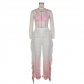 Women's sexy gradient beach fringed knitted pants casual suit Z0266