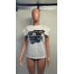 Fashion Brand Women's Round Neck Sleeveless Printed Cotton T-shirt L0136