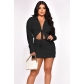 Hollow Lace Up One Piece Breast Wrap Hip Shirt Dress Q23S8349
