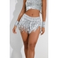 Sequin skirt tassel skirt Latin dance skirt Sequin tassel shorts bar performance clothes HY699
