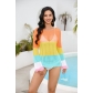 Women's color matching hollowed out knitted beach shirt seaside vacation long sleeved sun protection shirt SF1238