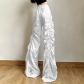 Fashion Street Shoot High Waist, Hip Lift, Pleated Loose Lace up Casual Pants K22P17901
