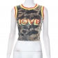 Round neck sleeveless letter printed shorts, T-shirt, tank top K23TP107