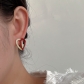 Minimalist design, oil dripping zircon heart crossed metal earrings J-15