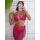 Mesh cut out fabric three piece bikini sexy swimsuit LG214
