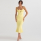 Women's Sexy Slim Slim Slim Strap Light V Rural Lotus Leaf Edge Dress D279274G