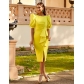 Women's Fashion Solid Color Pleated Split Casual Backless Sexy Bubble Sleeve Wrap Arm Dress SM9308