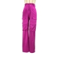 Fashion casual zipper solid color multi pocket zipper loose pants W8409