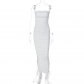 Sexy Strap Long Dress Lace Hollow Fit Dress D3412341W