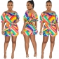 Women's colorful printed off shoulder loose fitting piece X9415