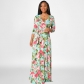 Flower printed high waisted large size women's dress with waistband OSS22421