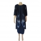 Large Elegant Temperament Women's Knitted Lace Cape Dress GNL821017