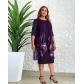 Large Elegant Temperament Women's Knitted Lace Cape Dress GNL821017