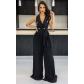 V-neck sleeveless backless style street pleated wide leg jumpsuit YLY10037