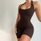 Women's Solid Color Sexy Open Back Hanging Neck Short Sports Jumpsuit K20Q10746