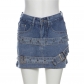 Fashionable Washed Street Spicy Girl Sexy Wrapped Hip Denim Skirt W23J30821