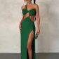 Women's personalized trend, one shoulder, revealing and fashionable slit dress KRST24102
