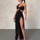Women's personalized trend, one shoulder, revealing and fashionable slit dress KRST24102