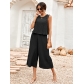 Solid casual loose sleeveless women's jumpsuit 223LK53198