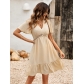 Fresh V-neck Solid Color Ruffle Sleeve Dress for Women 231LQ53099