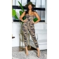 Women's casual cotton sexy strapless camouflage suspender jumpsuit JP1083