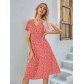 Summer floral print short sleeved dress XML102226