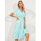 Summer floral print short sleeved dress XML106829