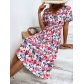 Summer floral print short sleeved dress XML2856