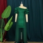 Oblique Shoulder High Waist Perspective Mesh Fishtail Dress Party Banquet Dress Women's Dress AM211224