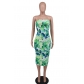 Women's dress Sleeveless French floral dress High grade printed skirt HX363