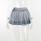 High waisted pleated denim skirt KH23003