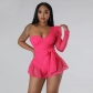 Sexy slant shoulder solid color jumpsuit for women casual mini Bell-bottoms CY900501