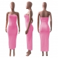 Solid Color Strapless Sexy Women Bodycon Dress NK243