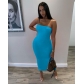 Solid Color Strapless Sexy Women Bodycon Dress NK243