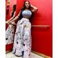 Women's fashion casual printed loose fitting half skirt with large swing skirt XM1332