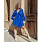 V-neck long sleeved dress with self-designed bubble sleeves and large swing skirt LYQ-FF23017