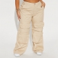 Solid color patch pocket zipper detachable leg casual workwear pants K23PT312