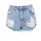 Fashionable and versatile slim fitting, washed and torn denim bulletless shorts HSF2299