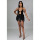 Strap Perspective Sexy Nightclub Two Piece Sequin Hanging Beard Skirt YM9133