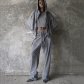 Double cut hollow drawstring guard pants with loose casual pants and straight leg pants LS2291