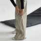 Contrast color zipper floor mop flared pants Thin loose casual wide leg straight leg pants LS2380